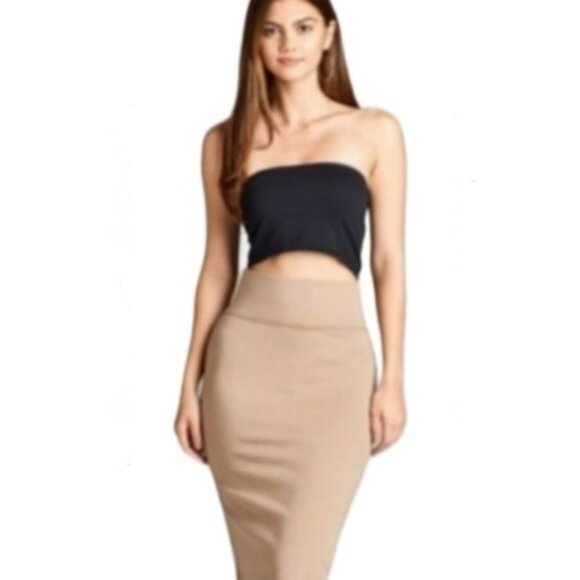 NWT Classic Fitted Rib Midi Knit Skirt - Picture 1 of 5